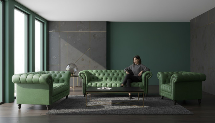Modernes Designer Set 31 Sitzer Chesterfield Sofas Wohnzimmer Set
