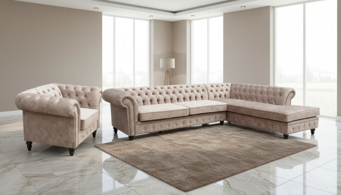 Chesterfield Klassische Wohnzimmer Möbel Ecksofa Sofa Couch Polster