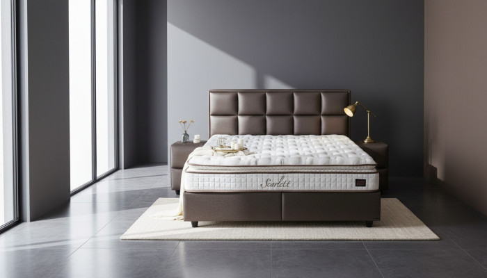Bett Leder 2er Nachttisch 3 tlg. Schlafzimmer Set Möbel Modern Quality Betten Neu