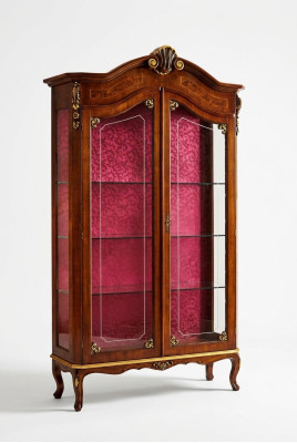 Vitrine Holz Schrank Glas Schränke Italienische Stol Möbel Anrichte Regal Barock