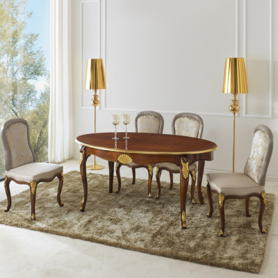 Ovaler Tisch Italienische Möbel Luxus Esstisch Esszimmer Holz Klassischer Stil