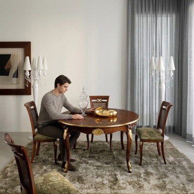 Esstisch Luxus Esszimmer Tische Rund Holz Italienische Möbel Stil Barock Tisch