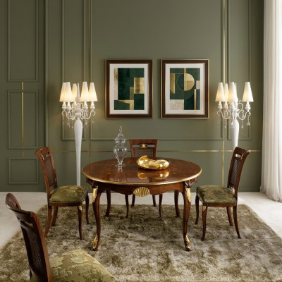 Esstisch Luxus Esszimmer Tische Rund Holz Italienische Möbel Stil Barock Tisch