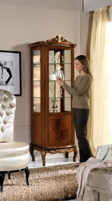Klassische Möbel Holz Braun Vitrine Schicke Luxus Vitrineschrank Italienische Möbel