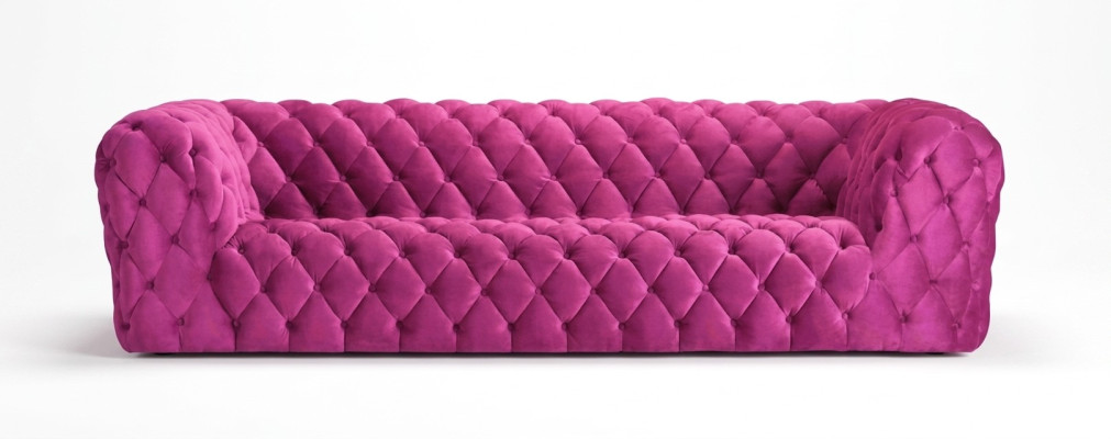 Pinke Xxl Big Couch Chesterfield Sofa Polster Stoff Couchen Viersitzer 250cm neu