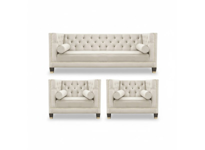 Sofagarnitur Couch Samt Polster couchen 3tlg. set garnituren wohnzimmer