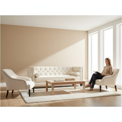Weiß Chesterfield Sessel xxl Big Textil Stoff Couchen Kreative Möbel Neu Sofas