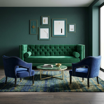 Grün Sofagarnitur 3tlg Set Couch Garnituren Sitz Polster Chesterfield Set Samt