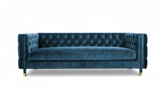 Luxus Blaue Chesterfield Samt Dreisitzer Polster Möbel Hotel Wohnzimmer Praxis