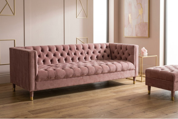 Chesterfield Sofa Rosa Möbel 4 sitzer Sofas Textil Stoff Couchen xxl big 230cm