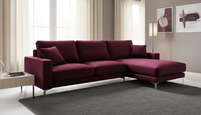 Burgund Rot Design Couchen Polster Sofa Sofas bordaux Ecksofa Stoff Wohnzimmer