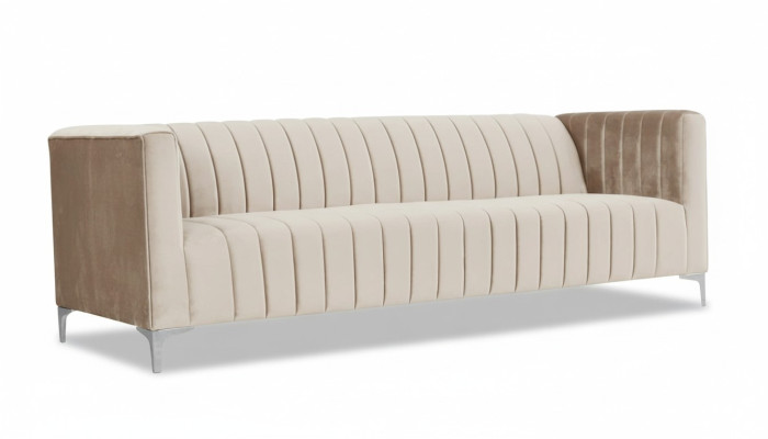Beige Dreisitzer Stoff Wohnzimmer Design Couchen Polster Sofa Sofas Textil Couch
