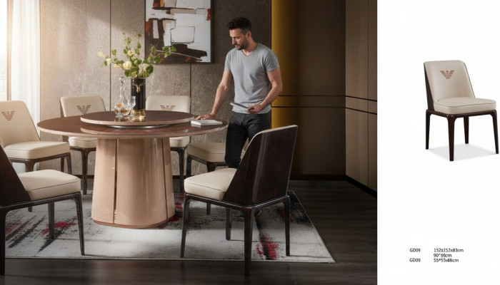 Leder Luxus Beige Gruppe Lehnstuhl Modern Design Möbel Esszimmer Holz 6 Stühle