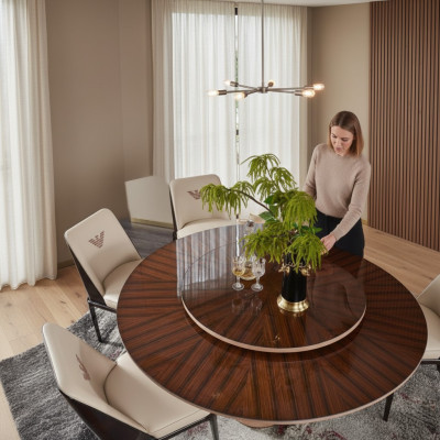 Esstisch Braun Runder Tische Design Möbel Luxus Esszimmer Tisch Küche