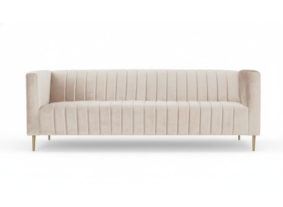 Beige Dreisitzer Sofa Stoff  Polster Wohnzimmer Design Couchen Sofas Neu Modern
