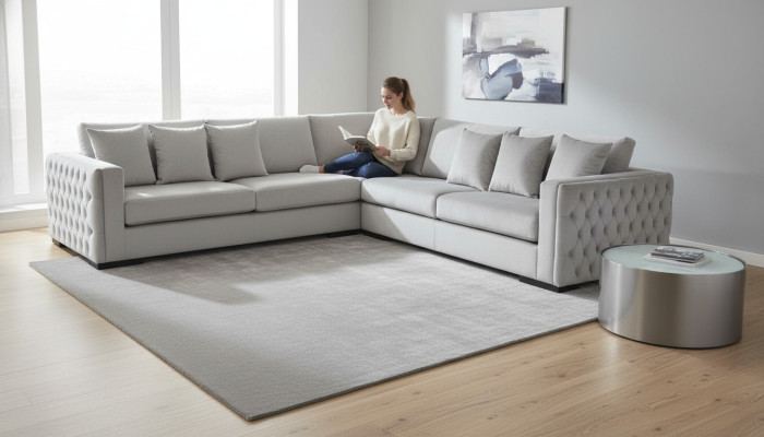 Ecksofa Silber Couch Eckgarnitur Polster Wohnlandschaft Samt Stoff Möbel Design