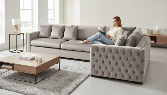Ecksofa Beige Wohnlandschaft Couch Eckgarnitur Polster Neu Samt Möbel Design
