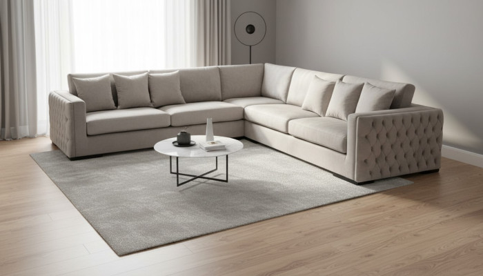 Ecksofa Beige Wohnlandschaft Couch Eckgarnitur Polster Neu Samt Möbel Design