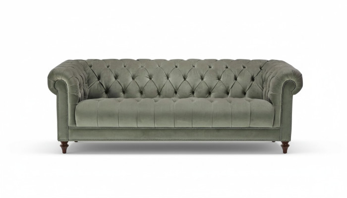 Salbeigrün Dreisitzer Stoff Wohnzimmer Design Polster Sofa Sofas Chesterfield