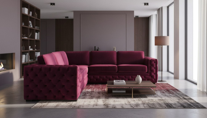 Lila chesterfield couch luxus samt stoff couchen sofa set knöpfe polster neu