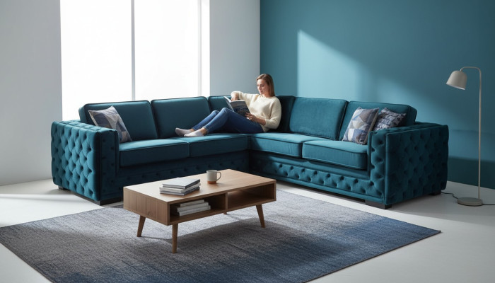 Grüne Ecksofa Wohnlandschaft Couch Eckgarnitur Polster Möbel Design Chesterfield