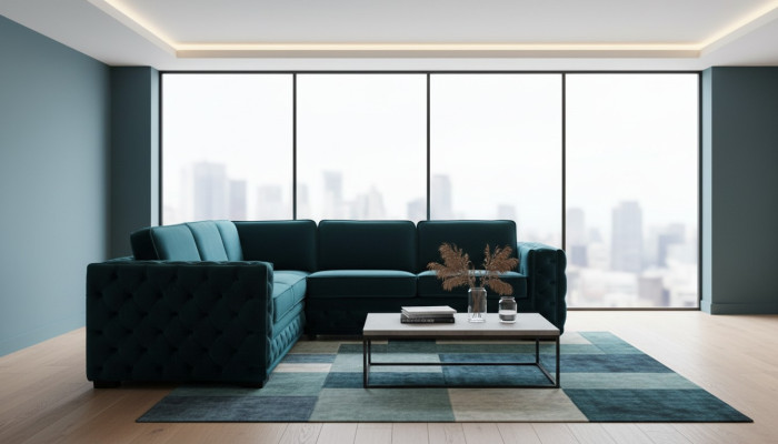 Grüne Ecksofa Wohnlandschaft Couch Eckgarnitur Polster Möbel Design Chesterfield