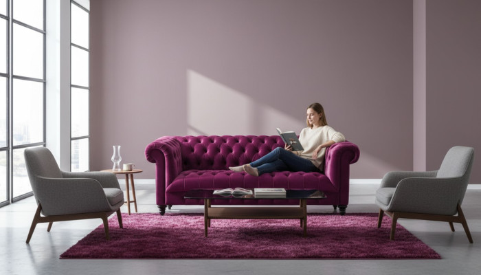 Pink Dreisitzer Stoff Chesterfield Design Couchen Polster Sofas Orignal Neu