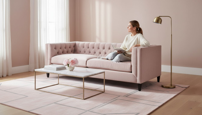 Pink Dreisitzer Sofa Moderne Stoff Wohnzimmer Design Couchen Neu Luxus Möbel Neu