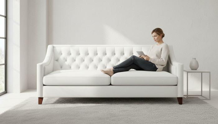 Weiß Dreisitzer Chesterfield Modern Design Couch Textil Sofa Neu Original Möbel