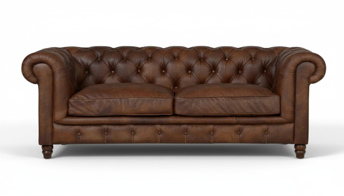 Chesterfield Braun Dreisitzer Leder Wohnzimmer Modern Design Couchen Sofa Neu