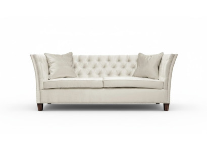 Chesterfield Zweisitzer Hellgrau Stoff Wohnzimmer Design Polster Sofa Kreative