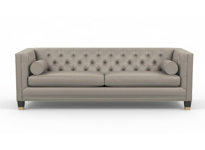 Taupe Dreisitzer Chesterfield Modern Design Couchen Leder Sofa Stoff Möbel Neu