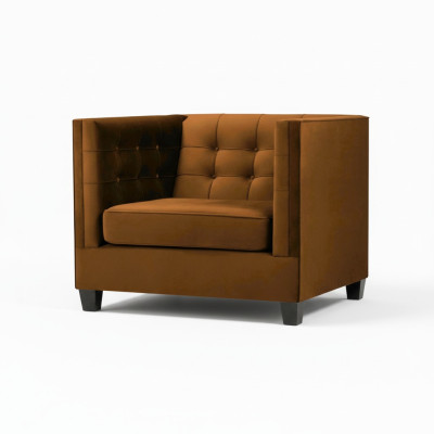 Modern Sessel Chesterfield Textil Stoff Braun Kreative Möbel Wohnzimmer