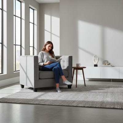Sessel Chesterfield Textil Stoff Grau Neu Wohnzimmer Modern Kreative Möbel Loft
