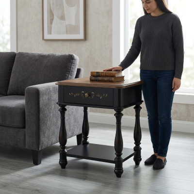 Designer Nacht Tisch Konsole Luxus Nachttische Beistell Leder Konsolen Holz Neu