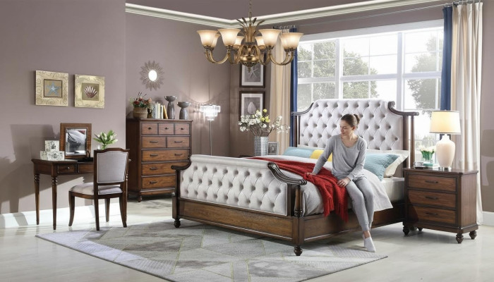 Design Schlafzimmer 6 tlg. Schlafzimmer Komplett Set Bett Nachttisch Kommode Neu