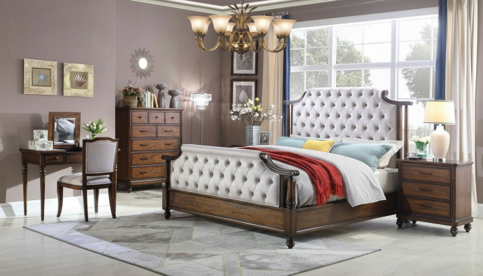 Design Schlafzimmer 6 tlg. Schlafzimmer Komplett Set Bett Nachttisch Kommode Neu
