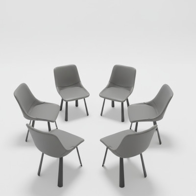 Stuhl Set Gruppe Stühle Hotel Polster Garnitur 6x Gruppen Edelstahl Sessel