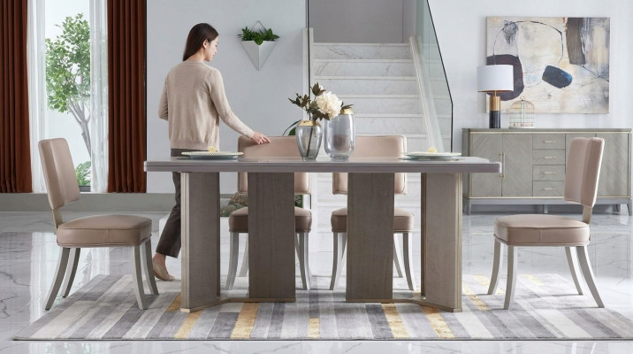 Designer Möbel Holz Tisch Sitz Ess Zimmer 6x Stühle 7tlg. Set Garnitur Neu