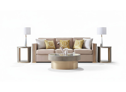 Dreisitzer Design Polster Sitz Textil Sofa 3 Sitzer Möbel Beige Neu Luxus Möbel