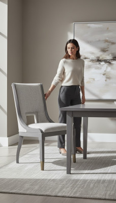 Klassischer Stuhl Modern Stil Sessel Lounge Club Sitz Polster Design Holz Textil