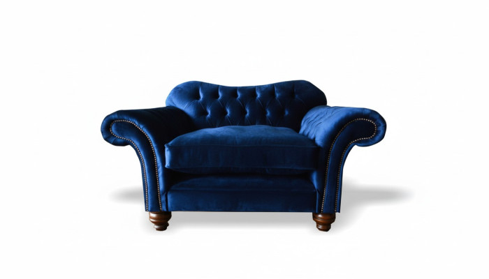 Ohrensessel Sessel Fernseh Design Polster Sofa Couch Chesterfield Textil Blaue