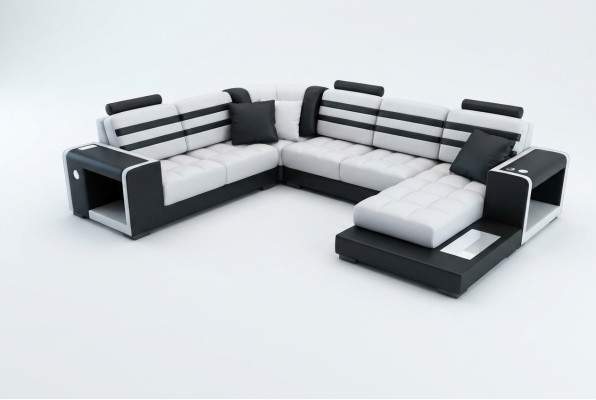 Wohnlandschaft Ecksofa U-Form Sofa Couch Design Couch Textil Modern Polster Neu