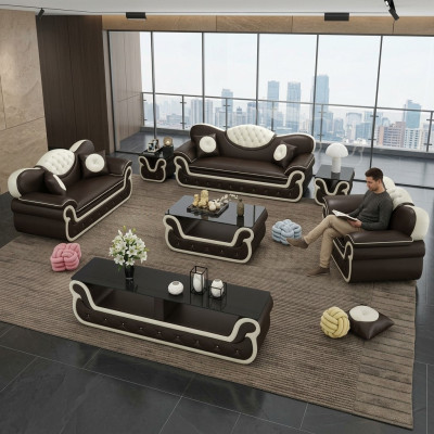 Komplett Set Sofagarnitur 7tlg. Sitz Sideboard Design Wohnzimmer Gruppe Garnitur