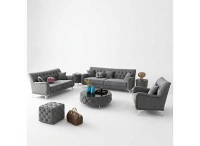 Sofagarnitur 7tlg. Set Sofa Sitzer Couchtisch Couch Modern Sofas Samtsofa Neu