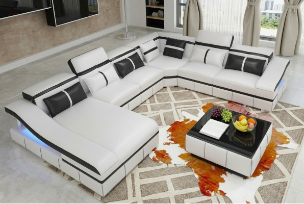 Luxus Ecke Ecksofa U-Form Wohnlandschaft Sofa Couch Polster Garnitur Modern Sofas Neu
