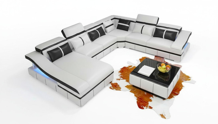 Luxus Ecke Ecksofa U-Form Wohnlandschaft Sofa Couch Polster Garnitur Modern Sofas Neu