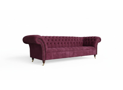 Sofa 3 Sitzer Chesterfield Sofas Couchen Wohnzimmer Design Textil Stoff Bordaux