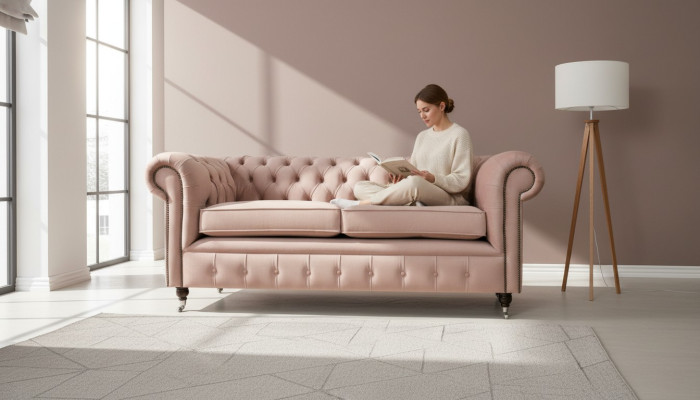 Design Polster Sitz Couch 3 Sitzer Sofa Chesterfield  Sofas Couchen Textil Stoff