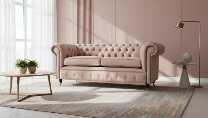 Design Polster Sitz Couch 3 Sitzer Sofa Chesterfield  Sofas Couchen Textil Stoff